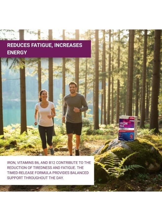 Nutraxin Iron Max Time Release Formula With Vitamin C, B6, B12 and Folic Acid Red Cells and Hemoglobin formation 30 Tablets - Image 3